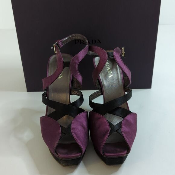 Prada Satin Platforms Peep Toe Size 8 1/2 - Picture 3 of 10